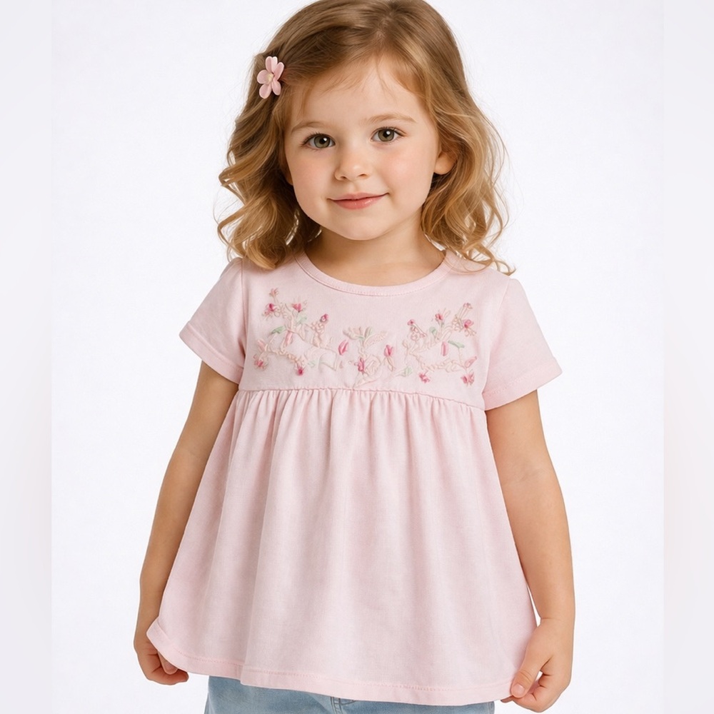 NWOT: Pink Embroidered Kids Blouse